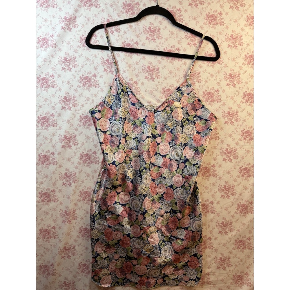 Vintage Partners Mervyn's Floral Slip Dress Size M 90s Spaghetti Strap Midi